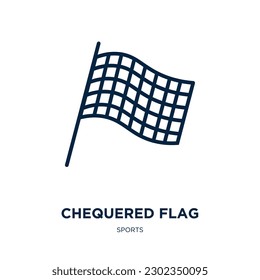 chequered flag icon from sports collection. Thin linear chequered flag, flag, competition outline icon isolated on white background. Line vector chequered flag sign, symbol for web and mobile