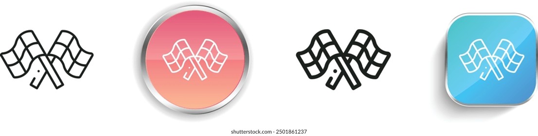 chequered flag icon. Thin Linear, Regular and Button Style Design Isolated On White Background