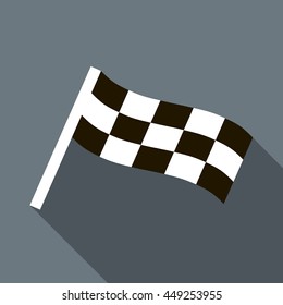 Chequered flag motor icon in flat style on a gray background