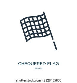 chequered flag thin line icon. auto, finish linear icons from sports concept isolated outline sign. Vector illustration symbol element for web design and apps.