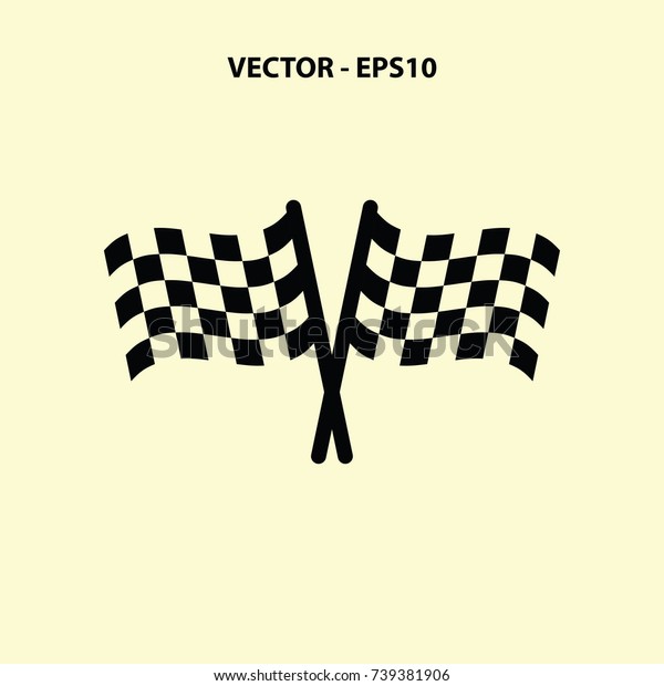 Chequered flags black\
and white vector\
icon.