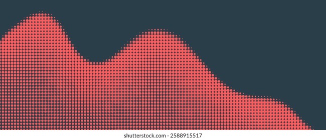 Chequered Halftone Pattern Smooth Curved Border Red Blue Abstract Background. Checkered Rounded Square Dots Blur Texture Pop Art Design. Half Tone Contrast Graphic