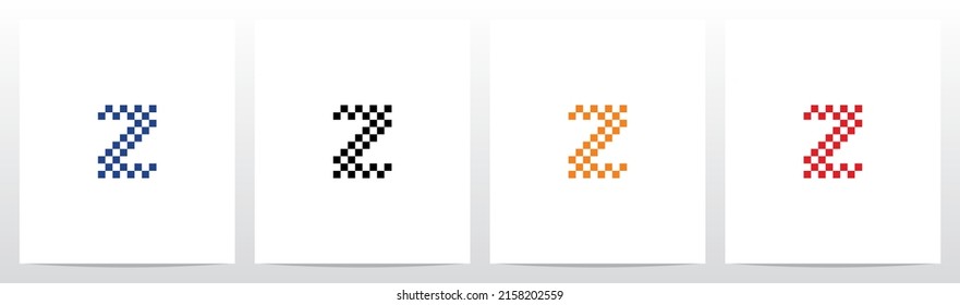 Chequered Pattern Letter Logo Design Z