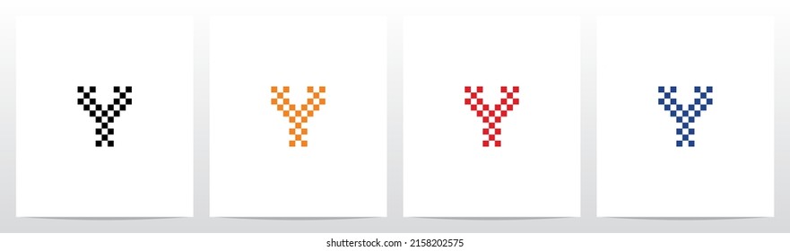 Chequered Pattern Letter Logo Design Y