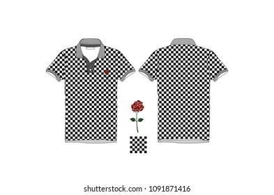 chequered pattern polo shirt vector illustration
