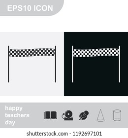Chequered race flag flat black and white vector icon.