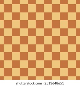 Chequered seamless pattern. Brown and yellow colours background. Vintage backdrop. 