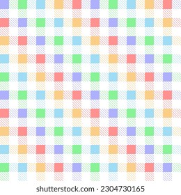 Chequered seamless pattern in rainbow pastel colors. Surface design for textile, fabric, wallpaper, wrapping, gift wrap, paper, scrapbook and packaging. Vector illustration