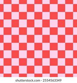 Chequered seamless pattern. Red and pink colours background. Vintage backdrop. 