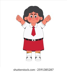 Cherful girl student cartoon character illustration
