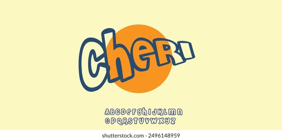 Cheri font for birthday invitations, playful branding, and carnival typography. Vector typeset