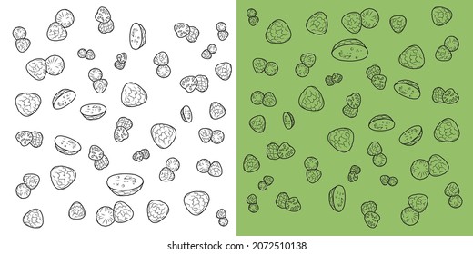 Cherimoya or Custard apple doodles with two backgrounds. For web, apps and designs. 