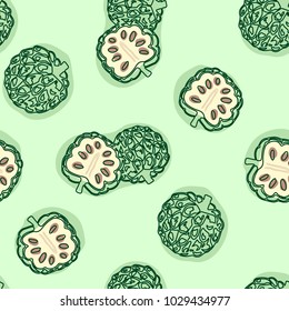 Cherimoya seamless background. Vector hand drawn illustration.