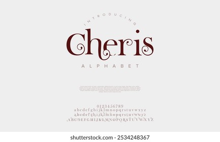 Cheris typography beauty fashion elegant minimalist serif italic fonts decorative wedding vintage retro logos. Minimal luxury font alphabet logo. Vector illustration