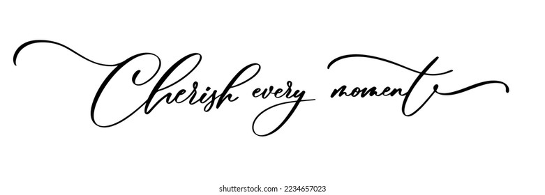 Cherish Every Moment calligraphy vector files sayings. Mothers gift. House Decor