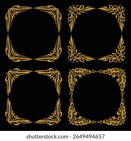 Cherished Gold Floral Borders Decorative Collection Esteemed Art Collection