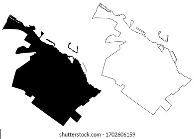 Cherkasy City (Ukraine) map vector illustration, scribble sketch City of Cherkassy map