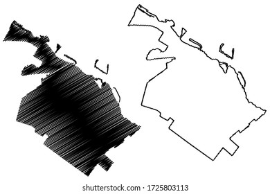 Cherkasy City (Ukraine) map vector illustration, scribble sketch City of Cherkassy map
