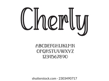 Cherly style font design, set of alphabet letters and numbers vector illustration