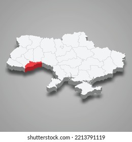 Chernivtsi Oblast. Region location within Ukraine 3d isometric map