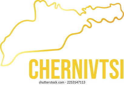 Mapa de gradiente amarillo de la región de Chernivtsi