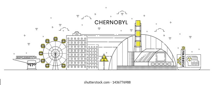 Chernobyl city. Chernobyl Zone of Exclusion. Pripyat is an abandoned city. Vector illustration.