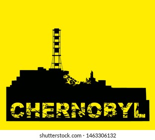 Chernobyl Nuclear Power Plant Silhouette.