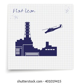Chernobyl nuclear power station. Chernobyl Icon Vector.