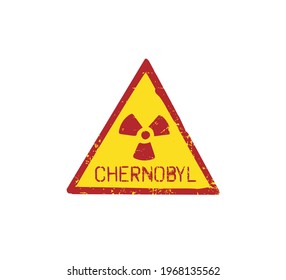 Chernobyl word Radioactive radiation warning icon symbol shape. Atomic energy nuclear danger caution logo sign. Vector illustration image. Isolated on white background.