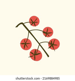 Cherrie tomatoes vector fresh simple illustration. Isolated vector clipart