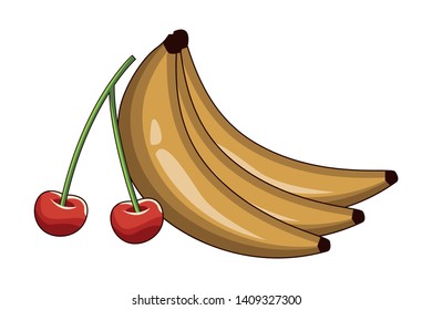 cherries and bananas icon cartoon vector illustration graphic design