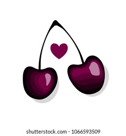 Cherries berries group. Vector illustration isolated on white background. Fashion concept.