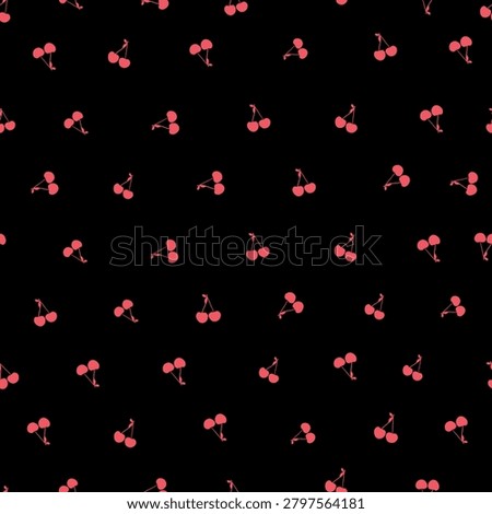 Cherries with black background seamless fabric design pattern