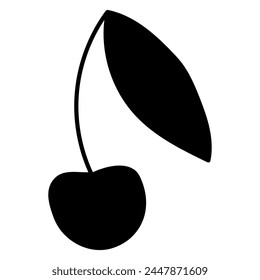 Cherries black silhouettes illustration. Cherry for design. Vector isolated on white background.