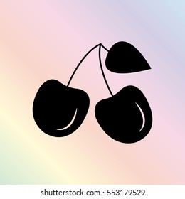 Cherries  - black vector icon