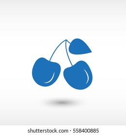 Cherries -  blue vector icon