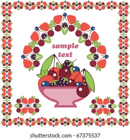 cherries, blueberries, strawberries, blackberries. ornament