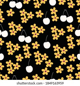 Cherries and Cherry blossom seamless pattern