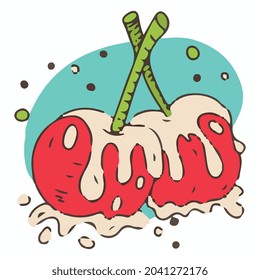 cherries in chocolate cartoon vector