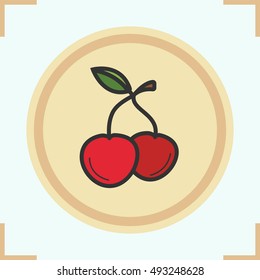 Cherries color icon. Isolated vector illustration