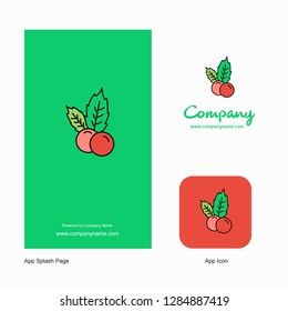 Cherries Company Logo App Icon and Splash Page Design. Creative Business App Design Elements