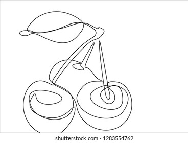 Cherries. Continuous line