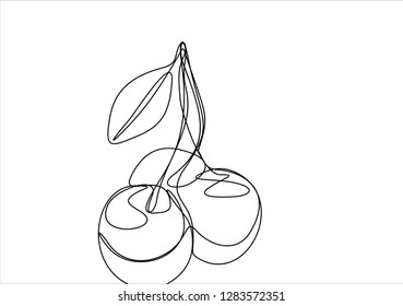 Cherries. Continuous line