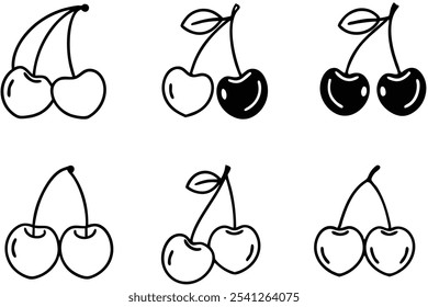 Cherries Cut Files Line Art Simple Shapes