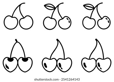 Cherries Cut Files Line Art Creative Designs