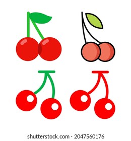 Cherries emoji icon collection isolated on white background