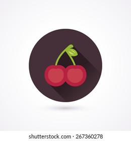 Cherries flat icon in a circle