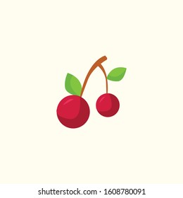 Cherries flat illustration on white background