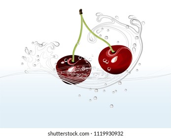 Cherries flopping down in to the water