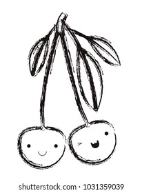 cherries fresh fruit kawaii character